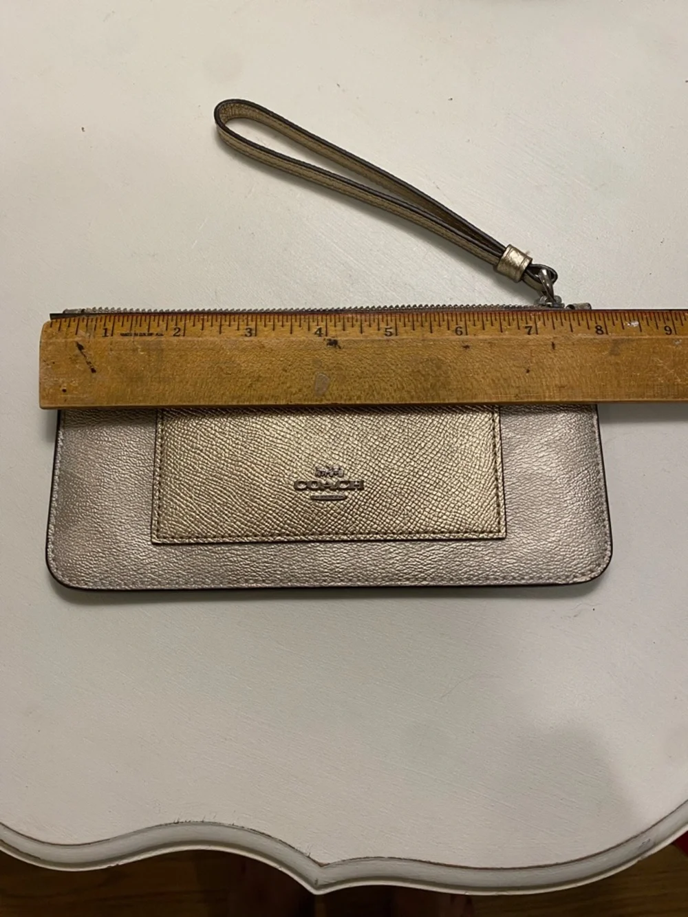 Coach Signature Zip Top Cardholder Wristlet Leather Wallet - Picture 9 of 13